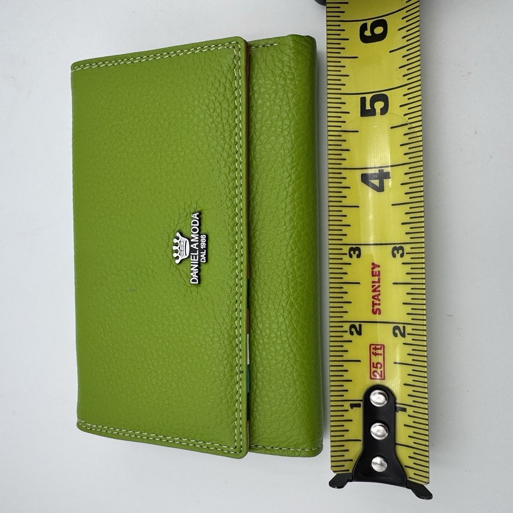 Daniel Amoda Genuine Leather Vera Pelle Tri-fold Wallet Green/Multicolor - Picture 8 of 11